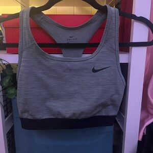 Nike Gray and Black Sports Bra Moisture-Wicking Racerback